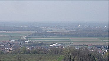 Blick vom Heuberg ber Ringsheim nach Rust, im Mittelgrund: Autobahnauffahrt Rust